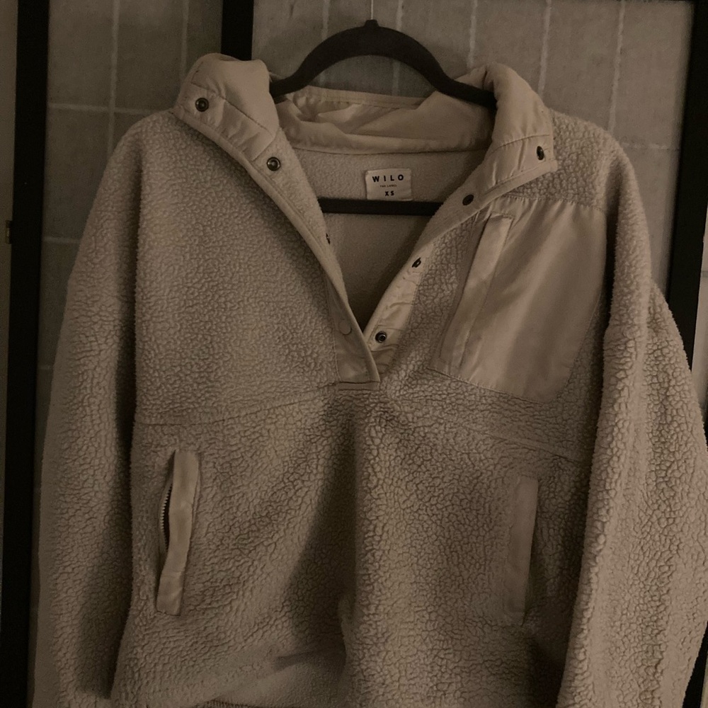 WILO Women's Cream Sherpa Pullover Jacket
